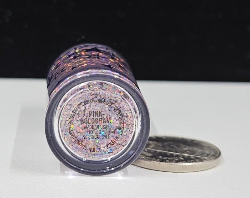MAC Pink Hologram Glitter Brillants Mini Travel Size Cosmetic