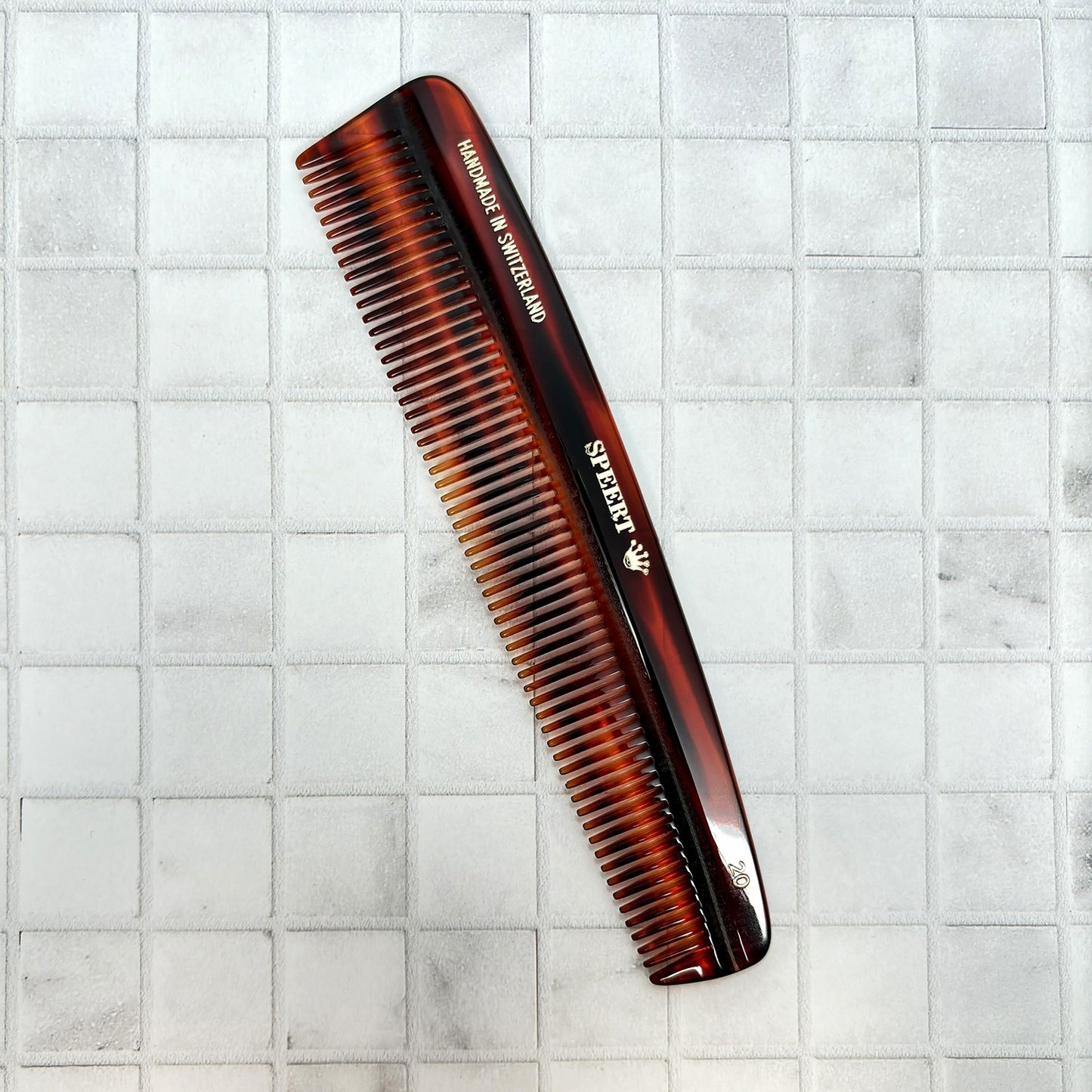 Handmade Swiss Tortoise Shell Comb 6.4 Inch Havana Brown Gold Hair Accessory