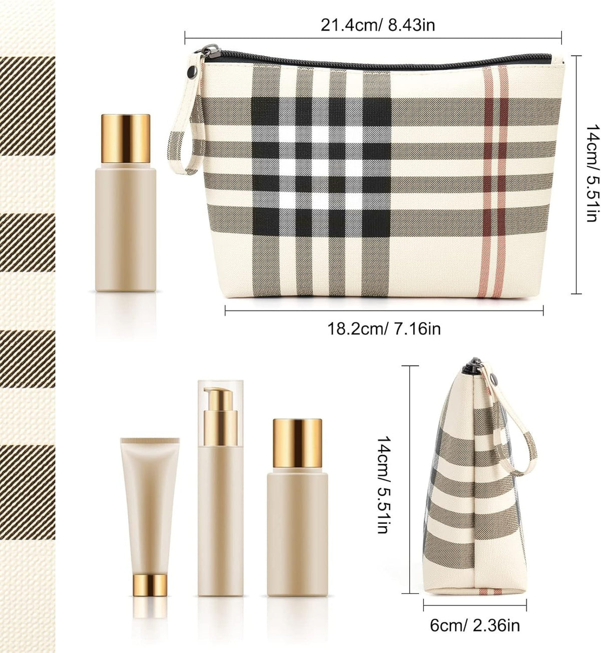 Small Makeup Bag for Travel and Purse - PU Leather Cosmetic Organizer