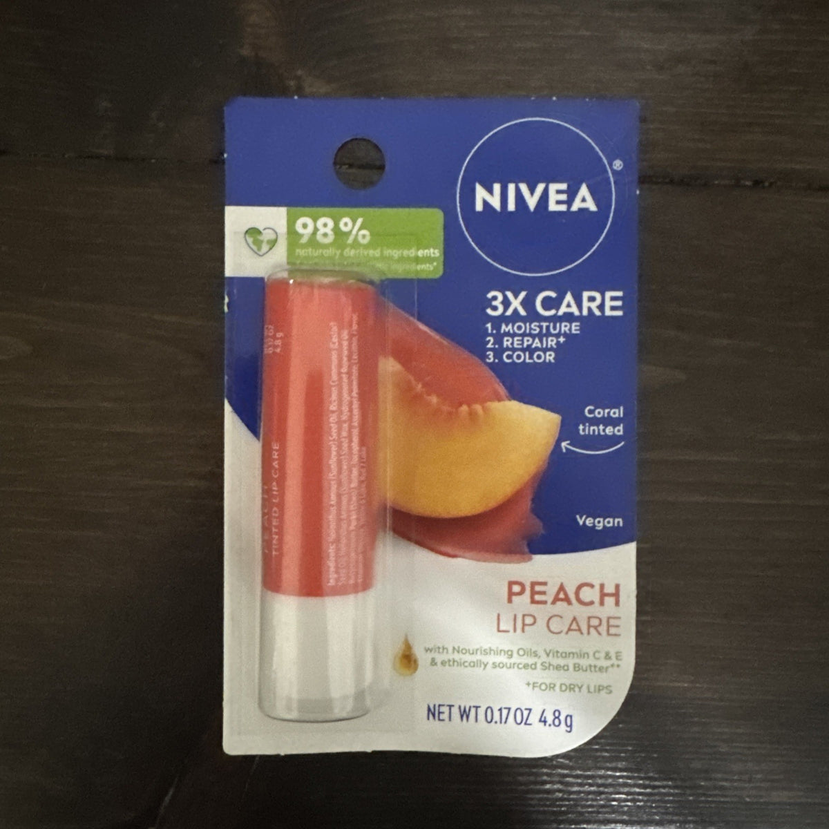 Nivea Peach Tinted Lip Balm Set - Moisturizing Lip Care Stick 0.17 oz x 3