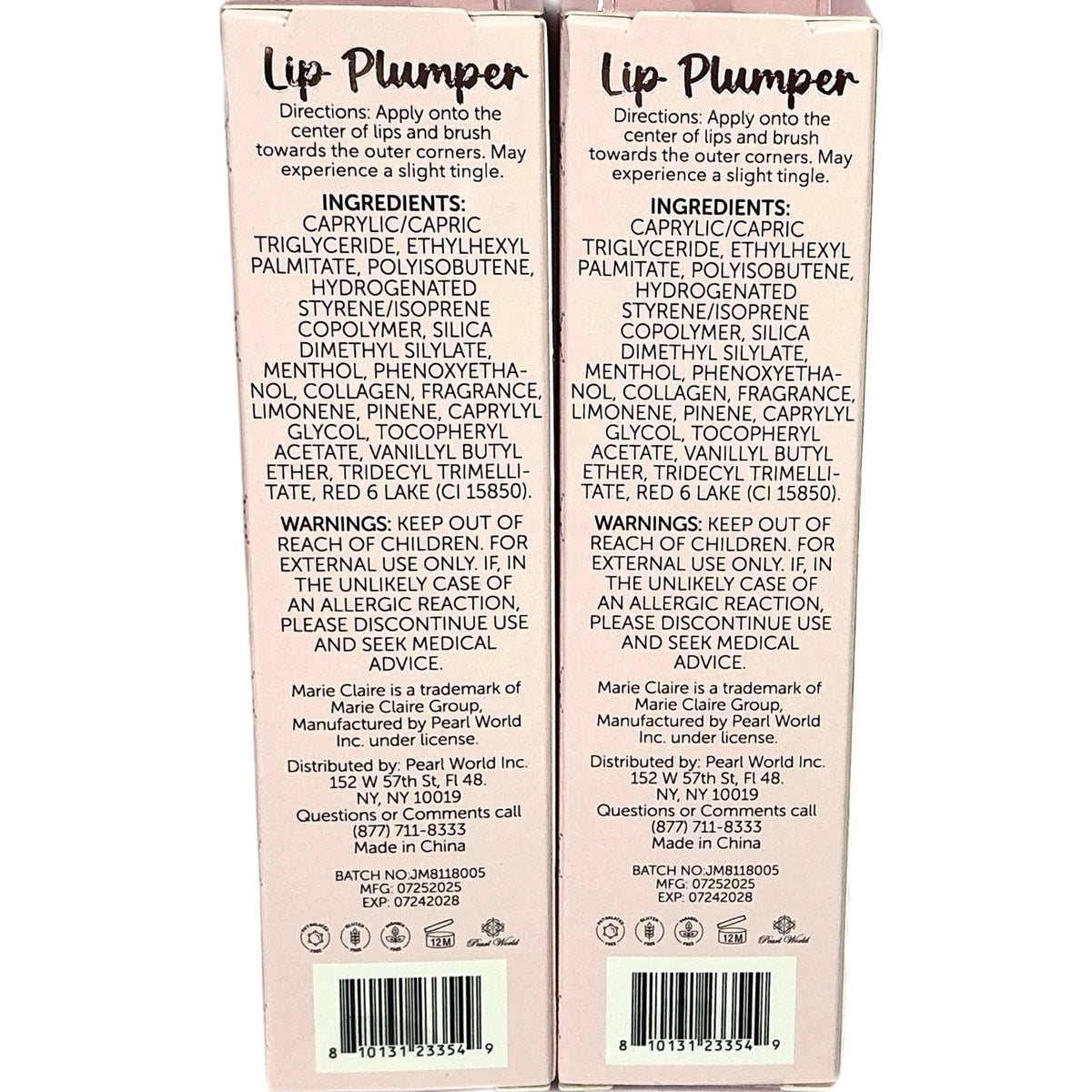 Lip Plumper Set - Collagen Infused Soft Pink for Fuller Lips - 2 Pack