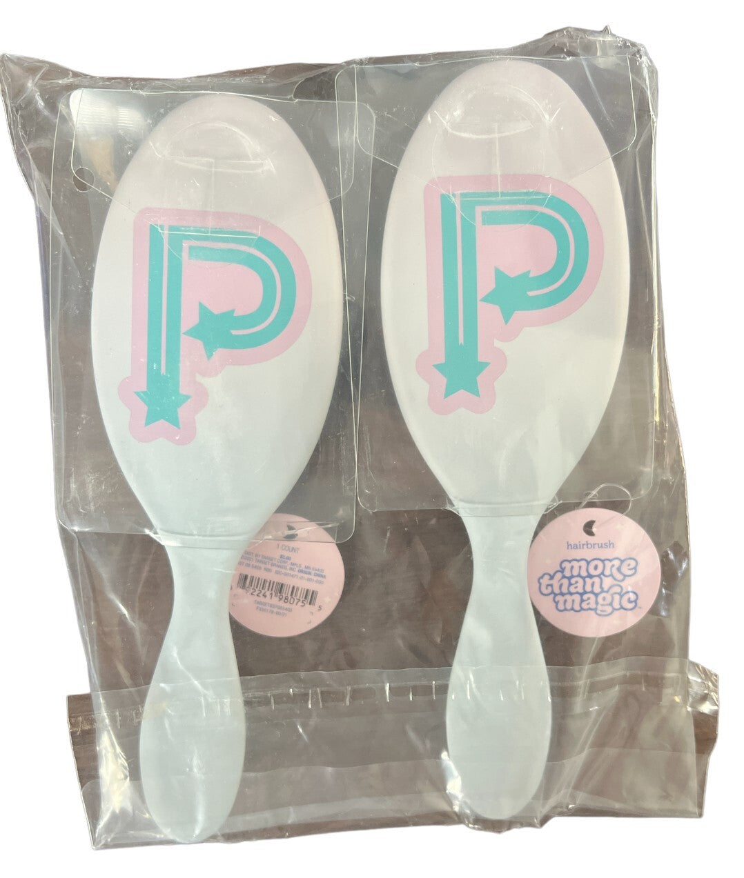 Kids Monogram Hair Brush Set - Initial P, 2 Pack for Children