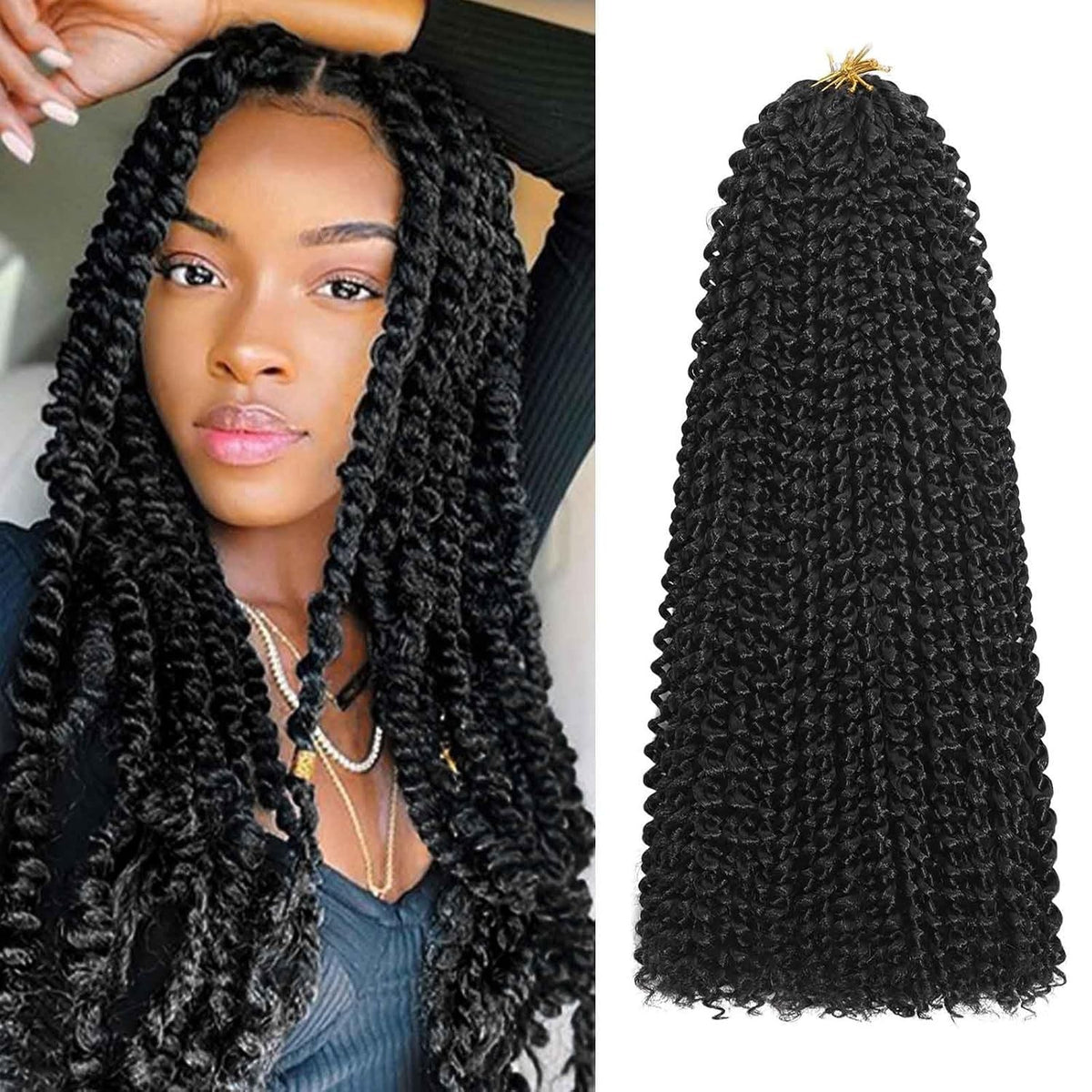 Passion Twist Hair 18 Inch Pack of 8 Water Wave Crochet Hair 1B#