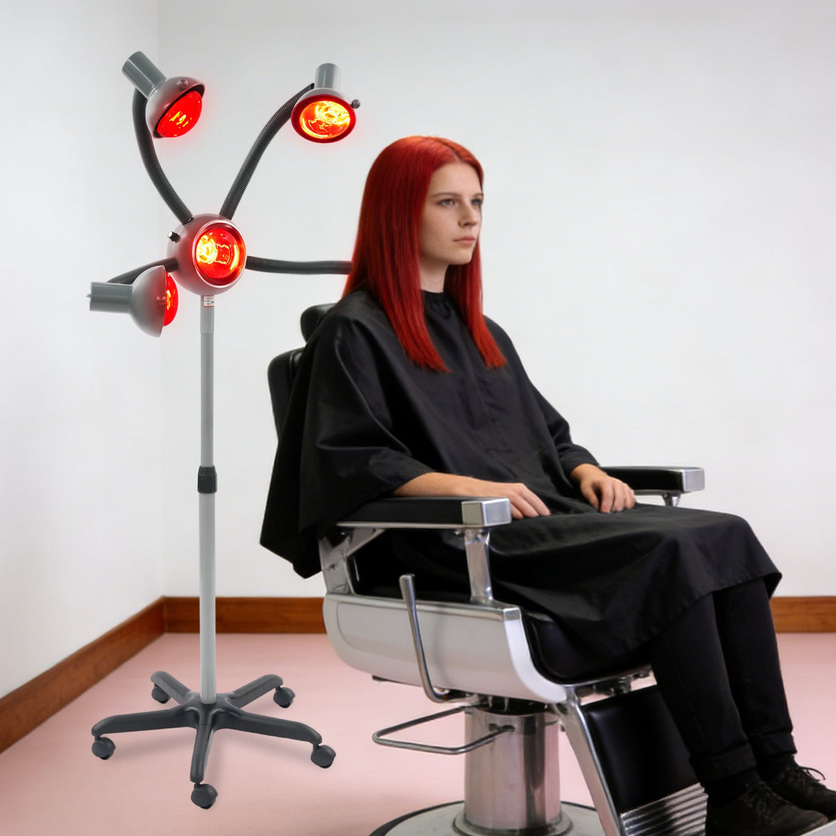 Portable Stand-up Hair Dryer with 5 Heating Heads for Salon & Home Use