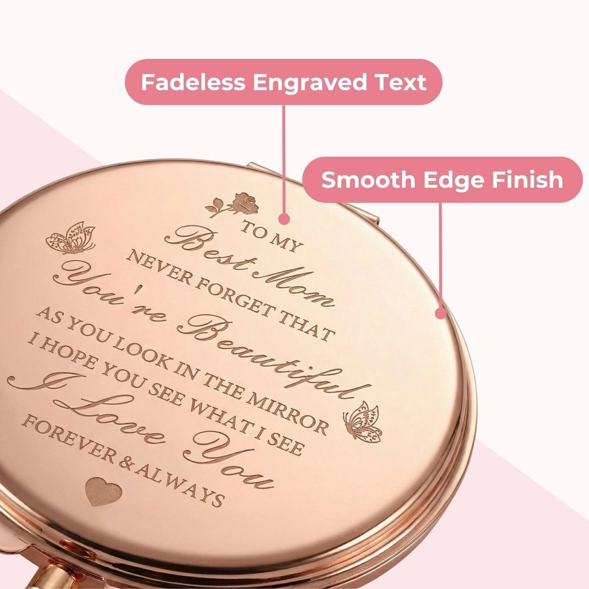 Graduation Compact Mirror with Rose Gold Case and Gift Box - Personal Care Accessory