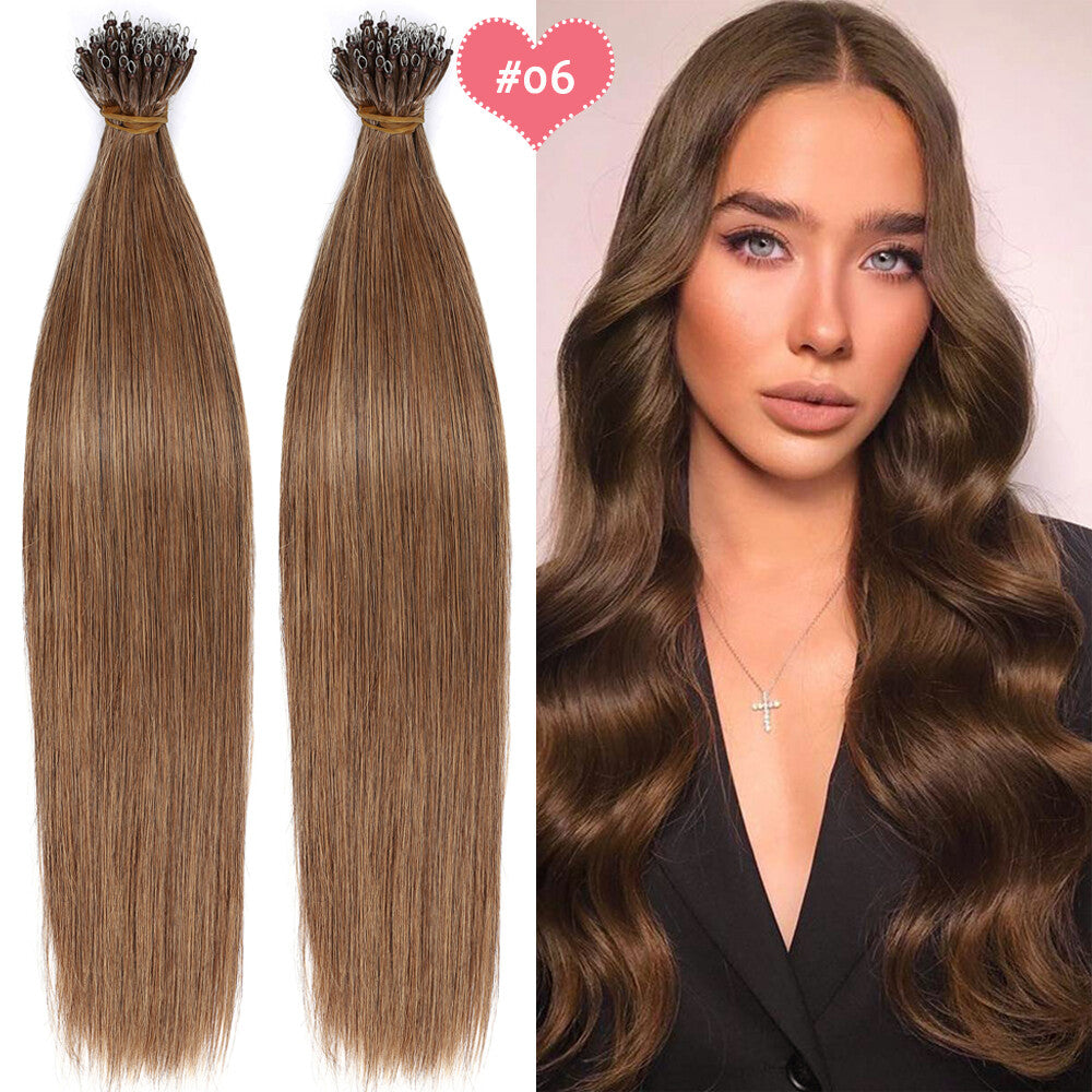 Beads Hair Extensions Nano Bean Remy Micro Loop Link I Tip - Multiple Colors & Lengths