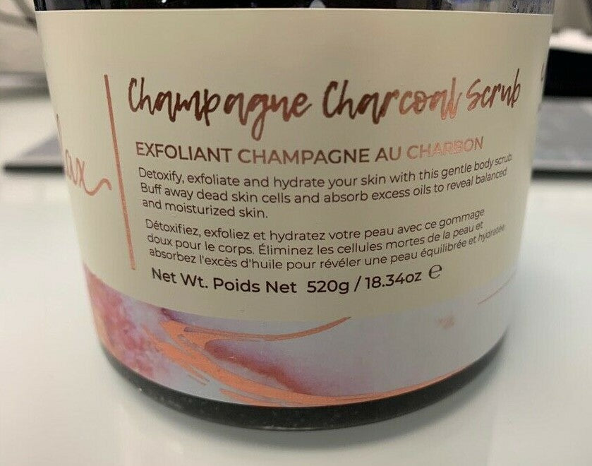 Manna Kadar Relax Champagne Charcoal Scrub Sea Mineral Exfoliant
