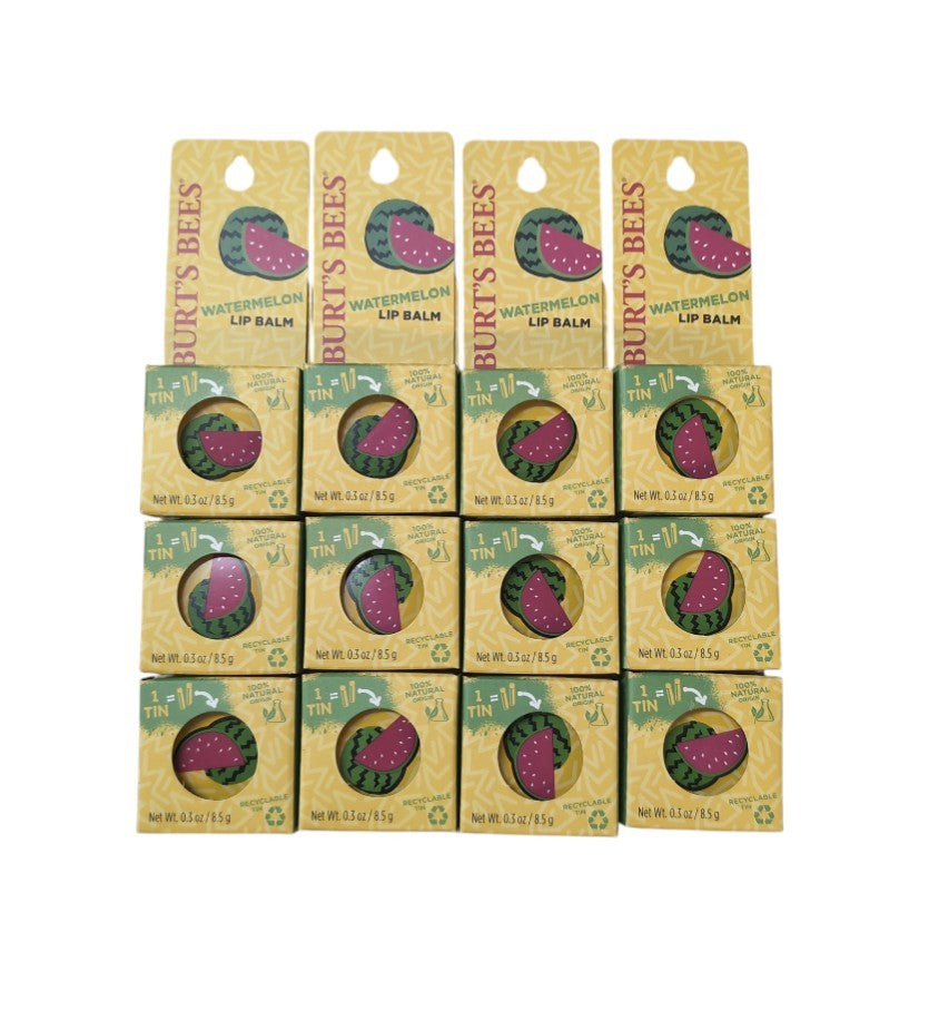 Watermelon Lip Balm Set - 12 Tin Containers, 0.3 Oz Each