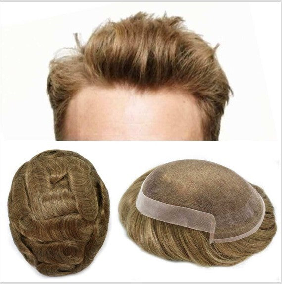 French Lace Front Mens Hair Replacement System Human Hair Toupee