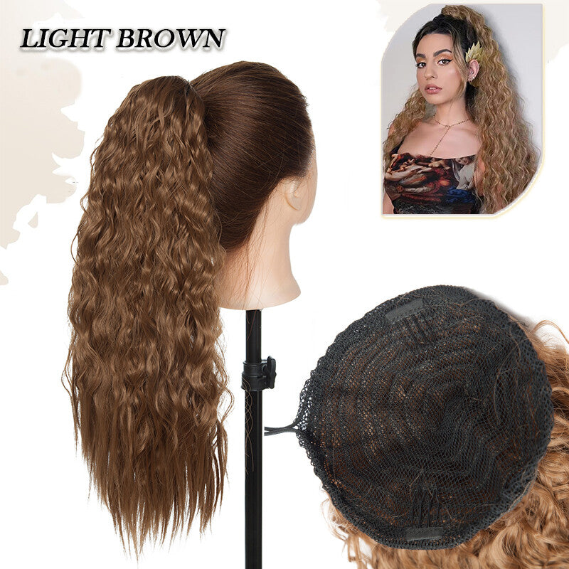 Drawstring Ponytail Hair Extension with Layered Wavy Texture - Thick & Natural-Looking