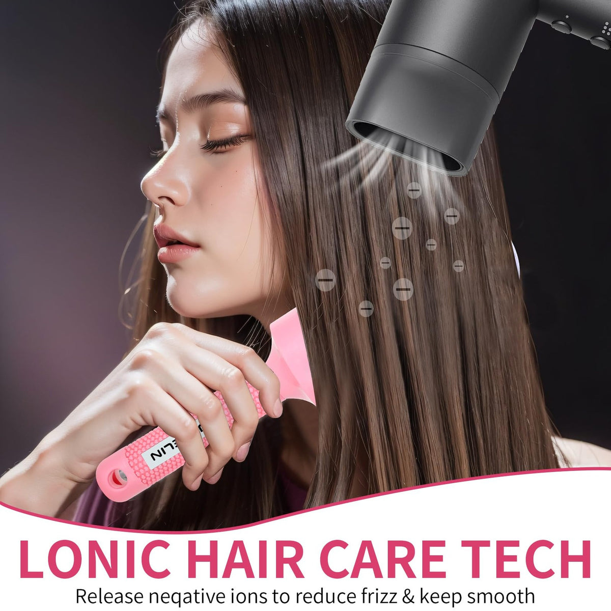 Round Hair Brush 53mm 2.1 Inch with Ionic Technology & Dual Bristles