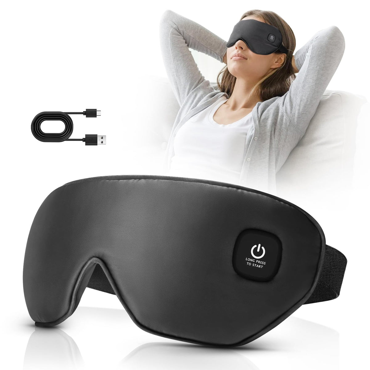 Cordless Heated Eye Mask for Dry Eyes & Migraine Relief - Black