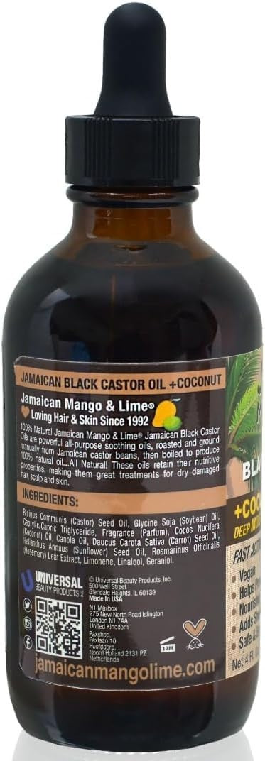 Jamaican Mango & Lime Black Castor Oil & Coconut Oil Set - Hair Growth & Moisturizing 2oz Pack of 2