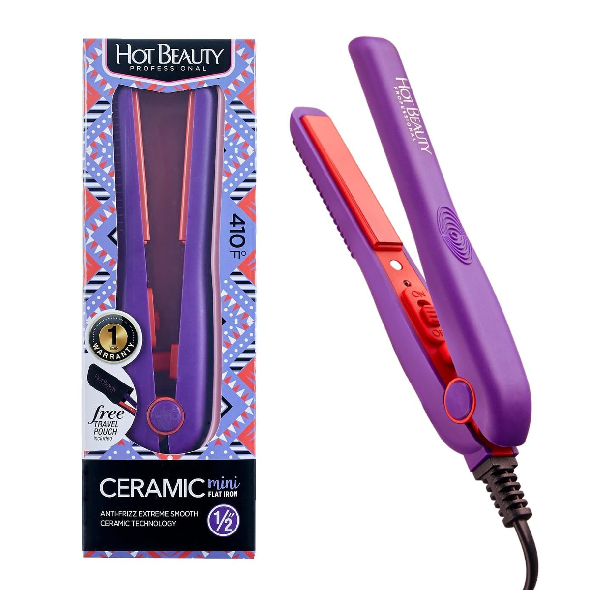 Mini Ceramic Flat Iron 1/2 Inch - Travel Hair Straightener & Curling Iron