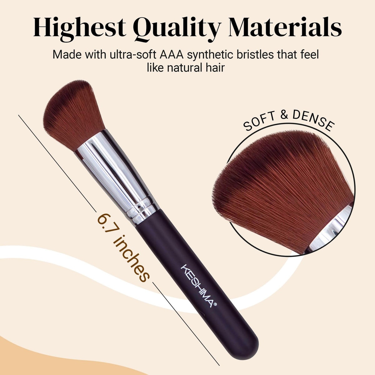 Angled Blush Brush for Face Makeup - Suitable for Liquid, Cream & Powder
