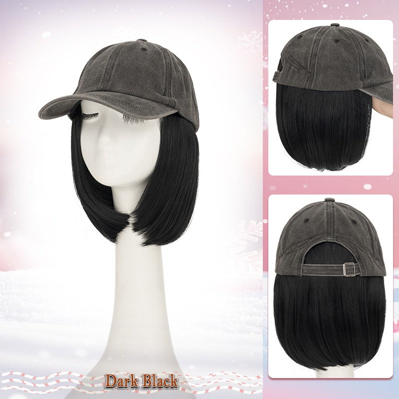 Unisex Wavy Long Hair Beret Cap with Synthetic Hair - Casual Hat Wig
