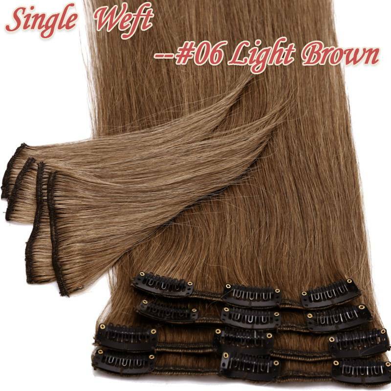 Thick Full Head Clip-In Hair Extensions 100% Human Remy Double Weft 20-22 Inches
