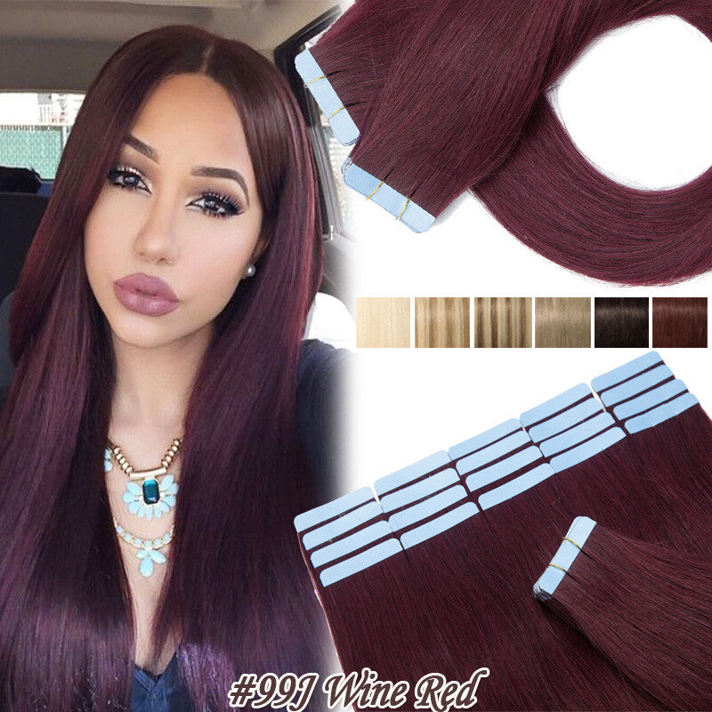Full Head Skin Weft Tape-In Hair Extensions - Remy Human Hair, Thick & Natural
