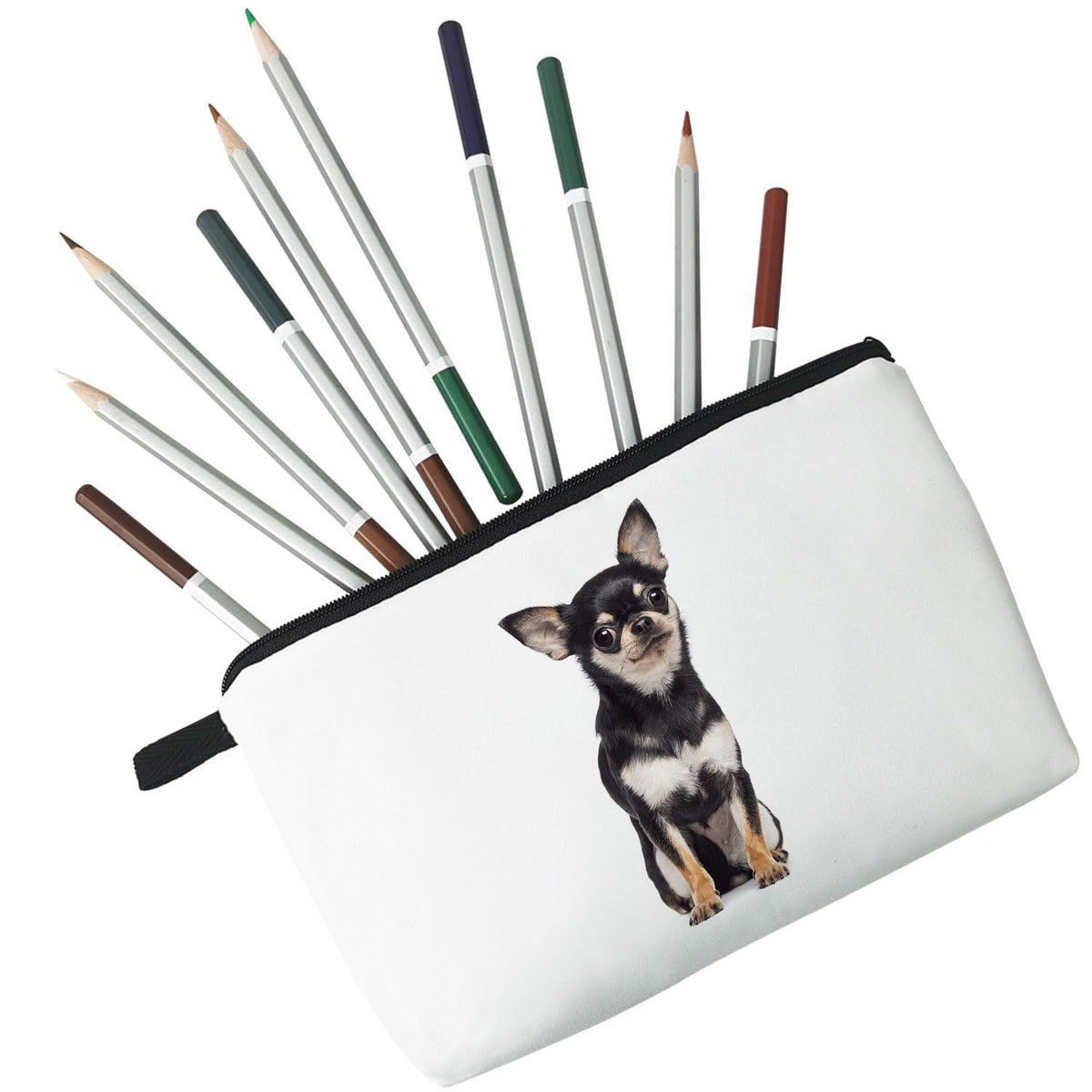 Small Makeup Zipper Bag with Chihuahua Dog Print - Cosmetic Organizer Pouch