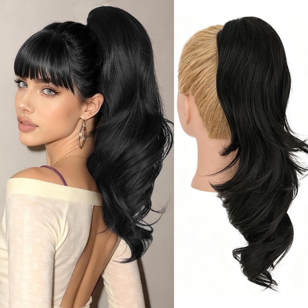 Claw Clip In Ponytail Extensions - Wavy Long 18in Hairpiece for Women