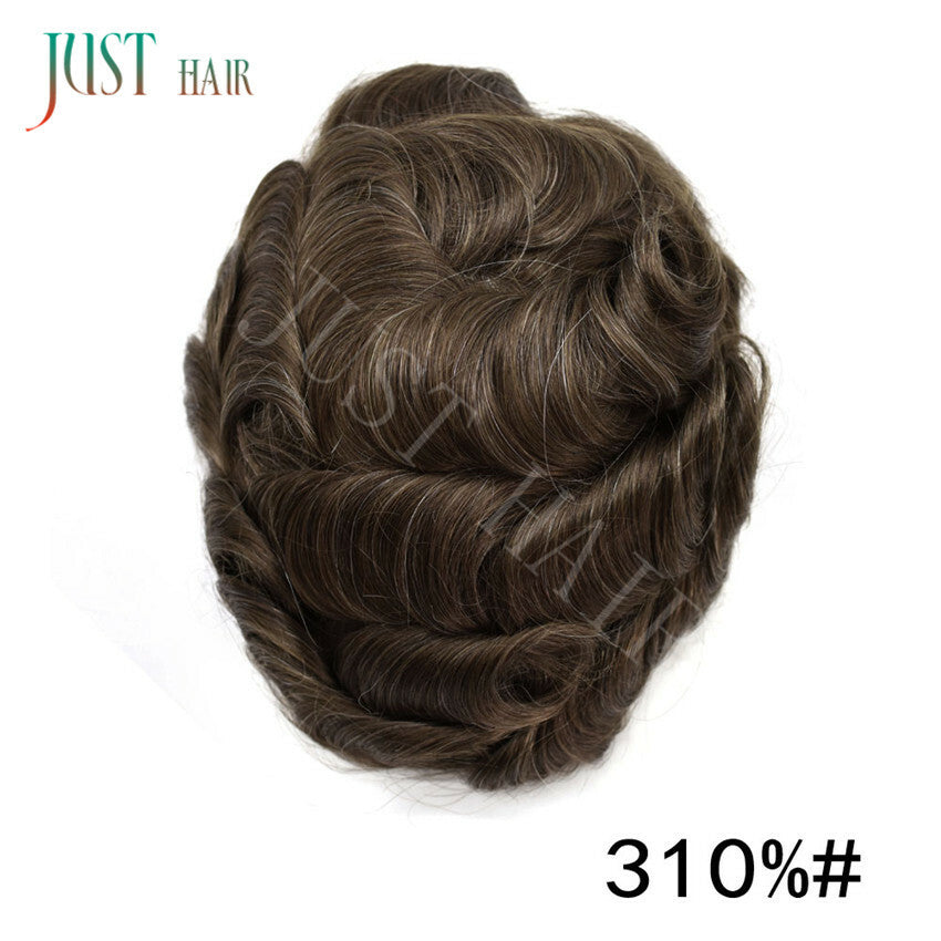 Men's Hair Replacement System Full Poly Skin Toupee - Remy Human Hair Wig