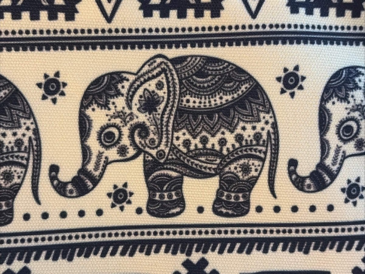 Elephant Cosmetic Bag Makeup Purse Clutch Organizer Blue Ivory Boho