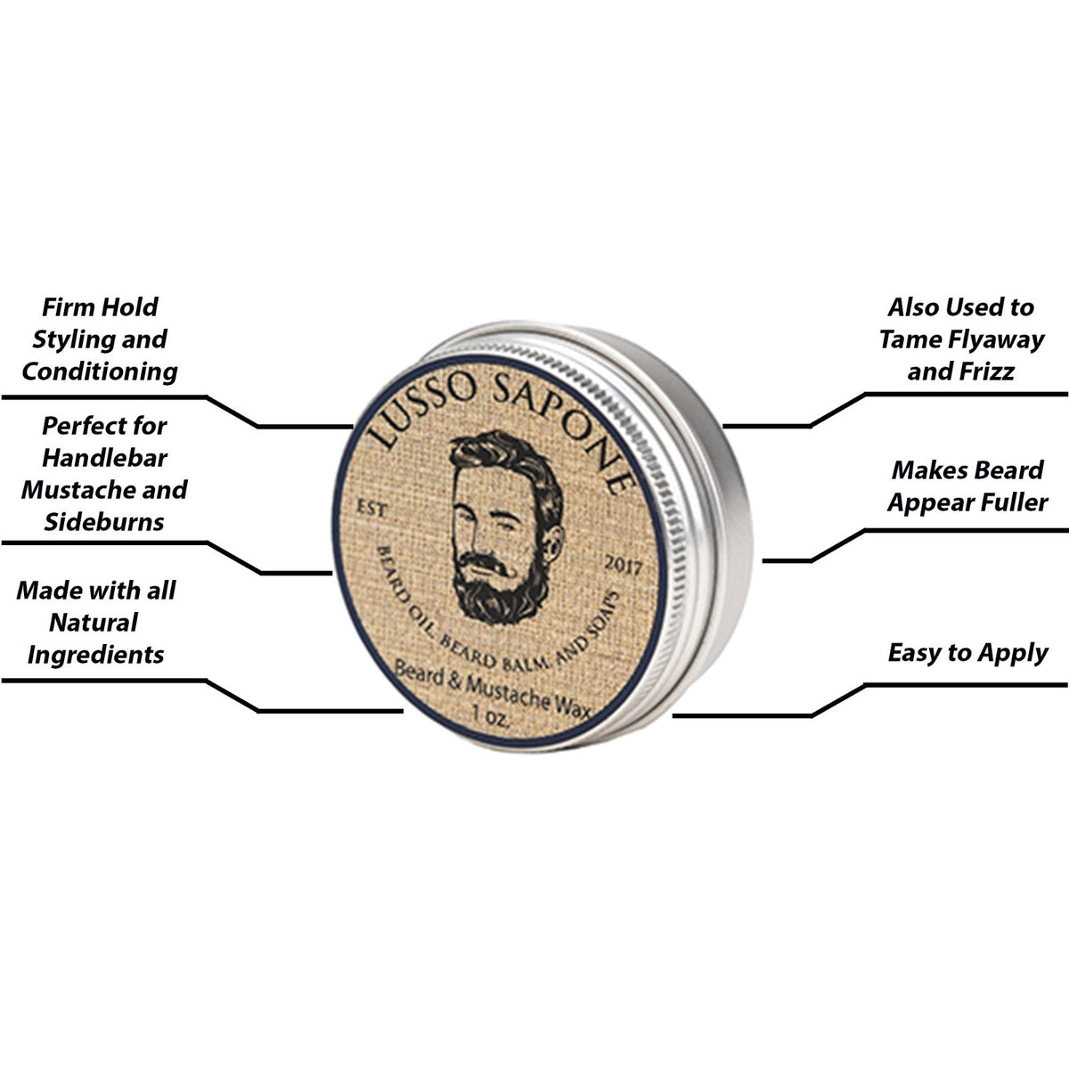 Hand Crafted Beard & Mustache Wax 6 Pack - Multiple Scents for Styling & Nourishment