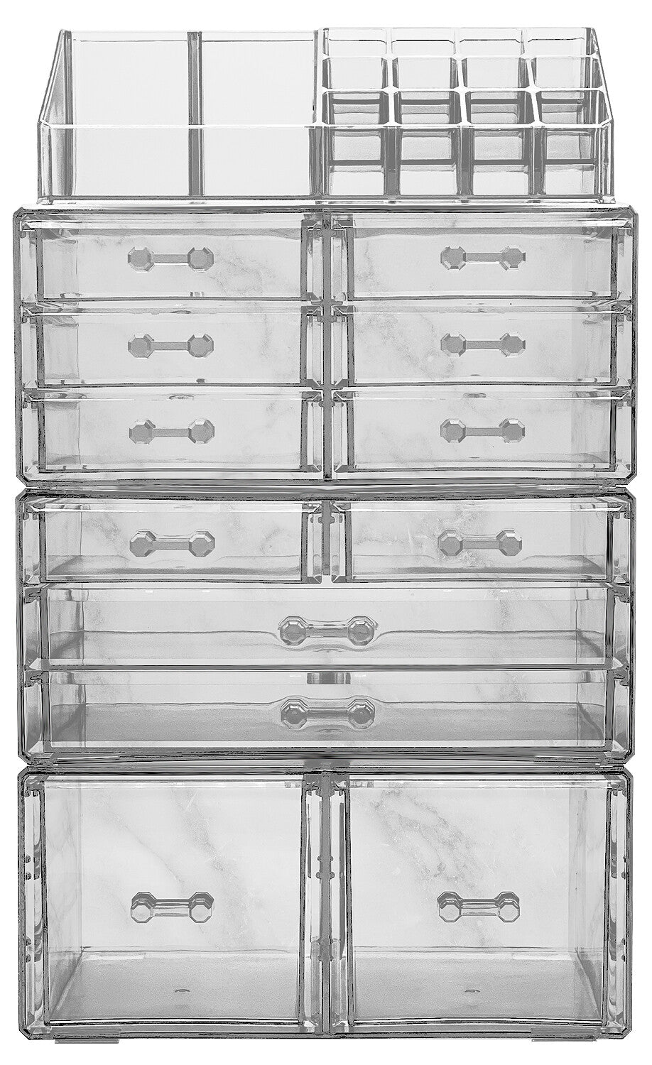 Large Acrylic Makeup Organizer with 12 Drawers & 16 Compartments – Stylish Storage