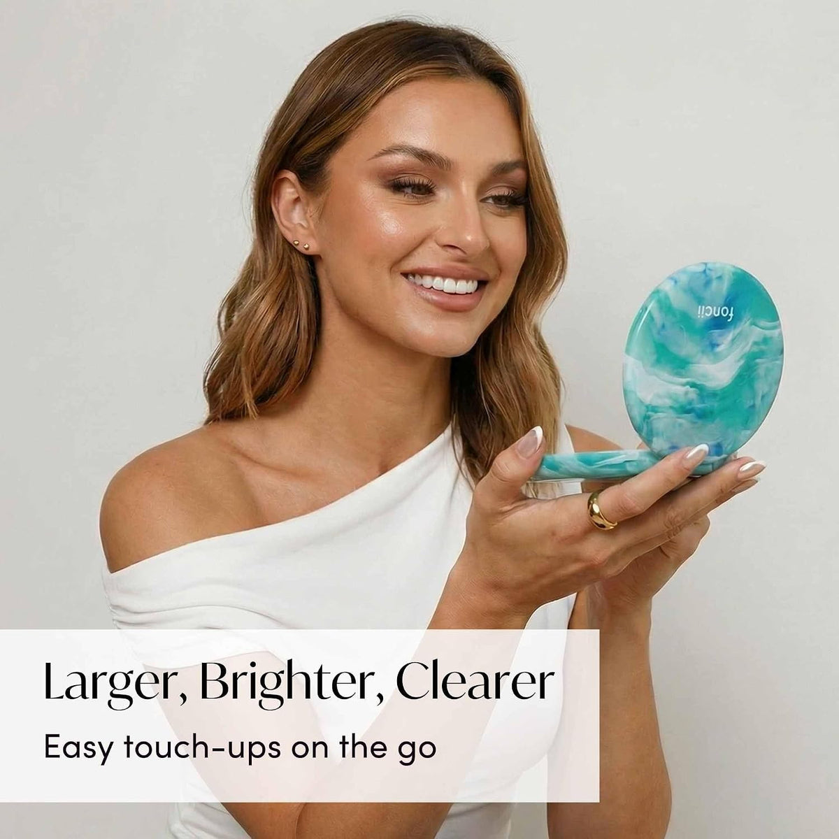 LED Lighted Travel Makeup Mirror with 10X & 1X Magnification, Dimmable Touch