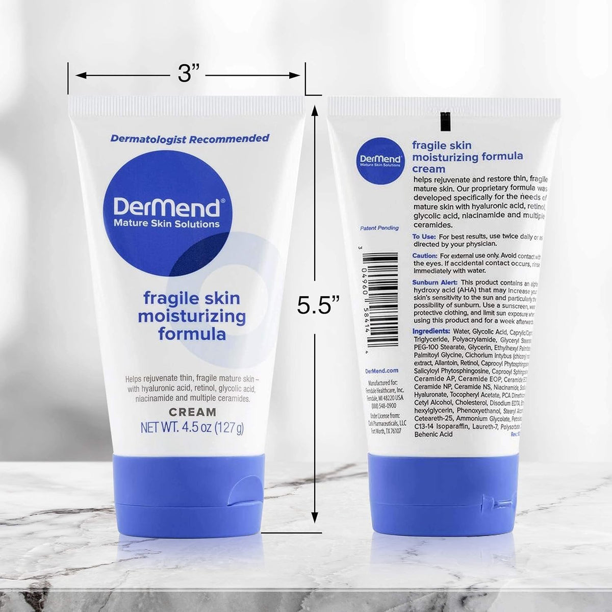 DerMend Fragile Skin Moisturizing Formula Cream 4.5 Oz. Daily Unisex