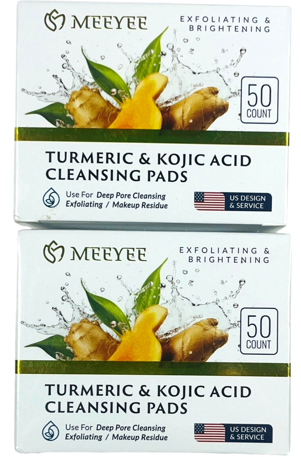 Turmeric & Kojic Acid Facial Cleansing Pads - 50 Count, Pack of 2