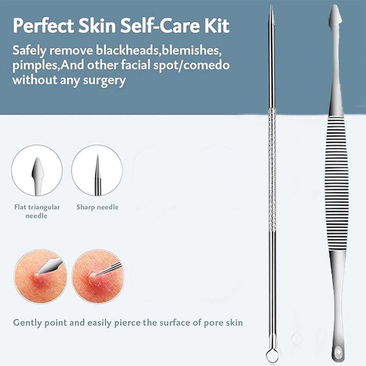 Blackhead & Pimple Extractor Kit - 9 Professional Skin Care Tools