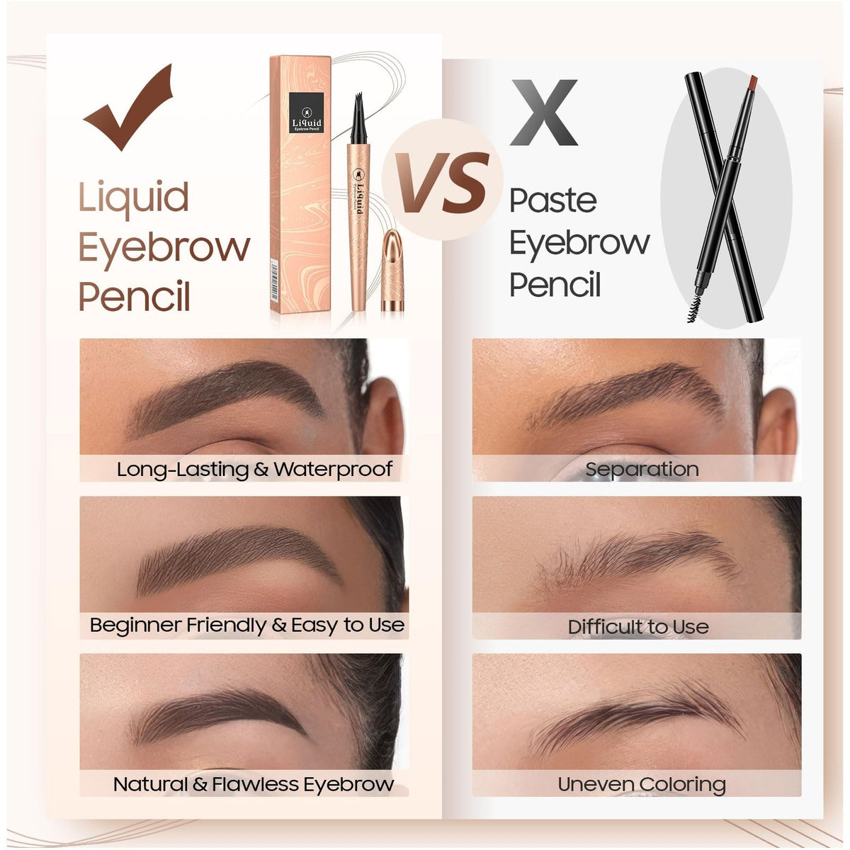 Microblading Eyebrow Pen with 4 Micro-Fork Tips Waterproof Gray - Natural Finish
