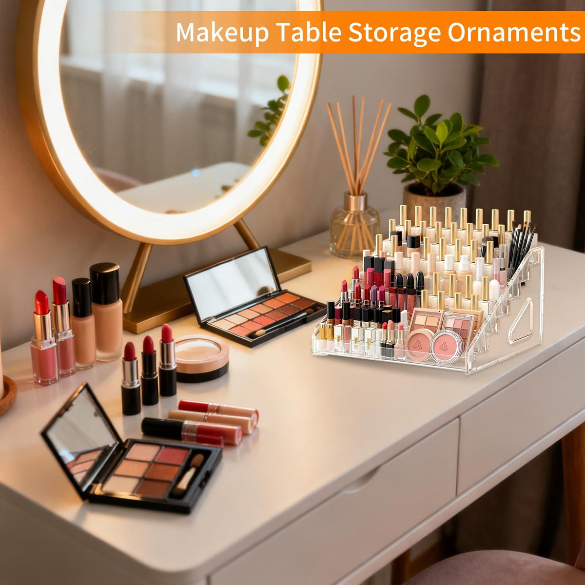 7-Layer Acrylic Nail Polish Organizer Display Case with Detachable Stand