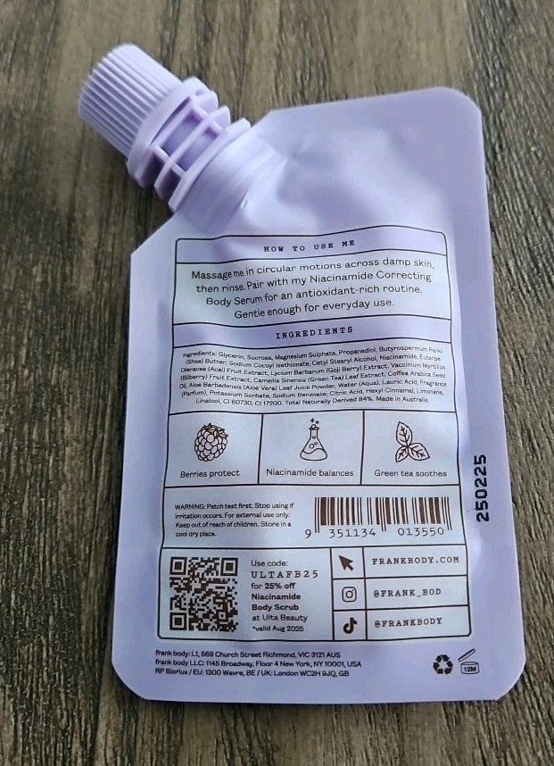 2X Frank Body Niacinamide Scrub 1.06oz Each