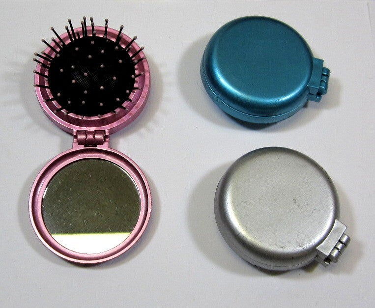 Travel Folding Hair Brush with Mirror - Compact & Portable for On-the-Go
