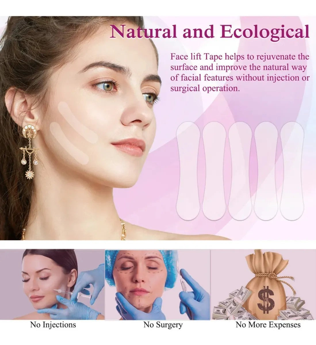 Face Lifting Strips 120 Waterproof Breathable Invisible Skin Tightening