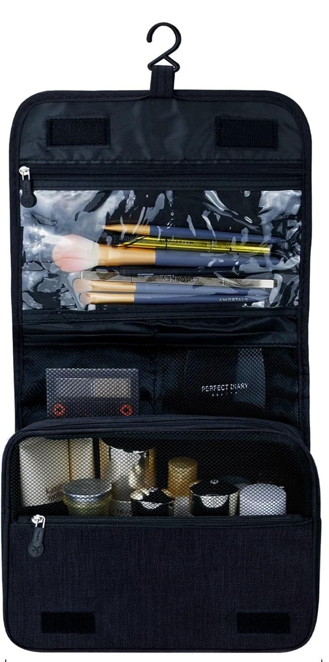 Water-Resistant Travel Toiletry Organizer Bag with Hanging Hook