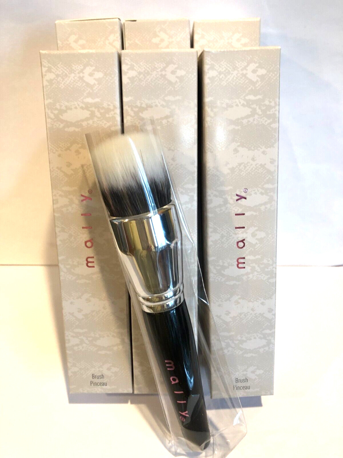 Makeup Foundation Powder Brush 6 Inch Black Silver Lot of 6