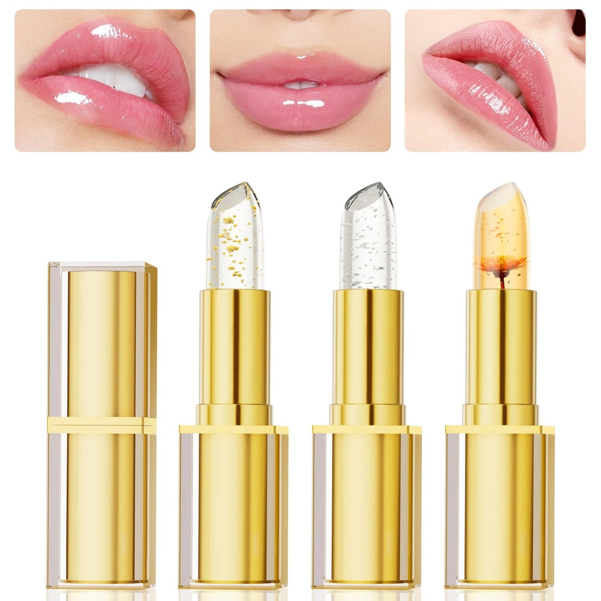 Color Changing Lipstick - Transfer Proof, Gold Crystal PH-Activated Clear Lipstick