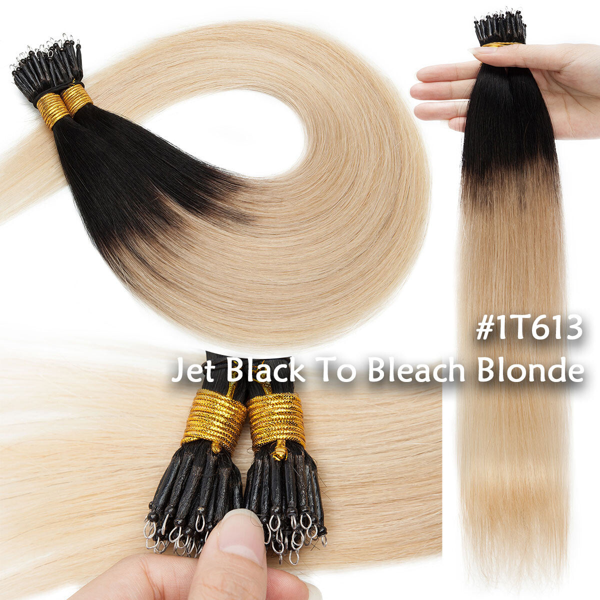 Nano Ring Hair Extensions 100% Human Remy Micro Loop Beads - Multiple Colors & Lengths