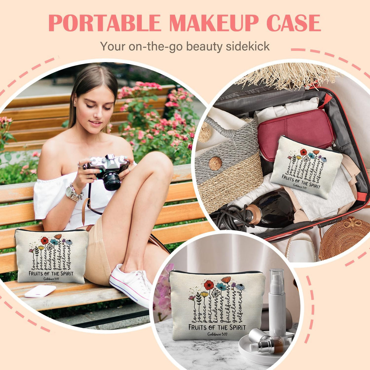 Christian Makeup Bag for Women - Stylish Portable Cosmetic Organizer