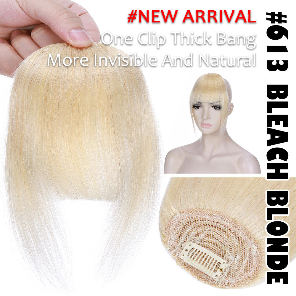 Clip-In Thick Fringe Bang Hair Extensions for Women - Remy Human Hair