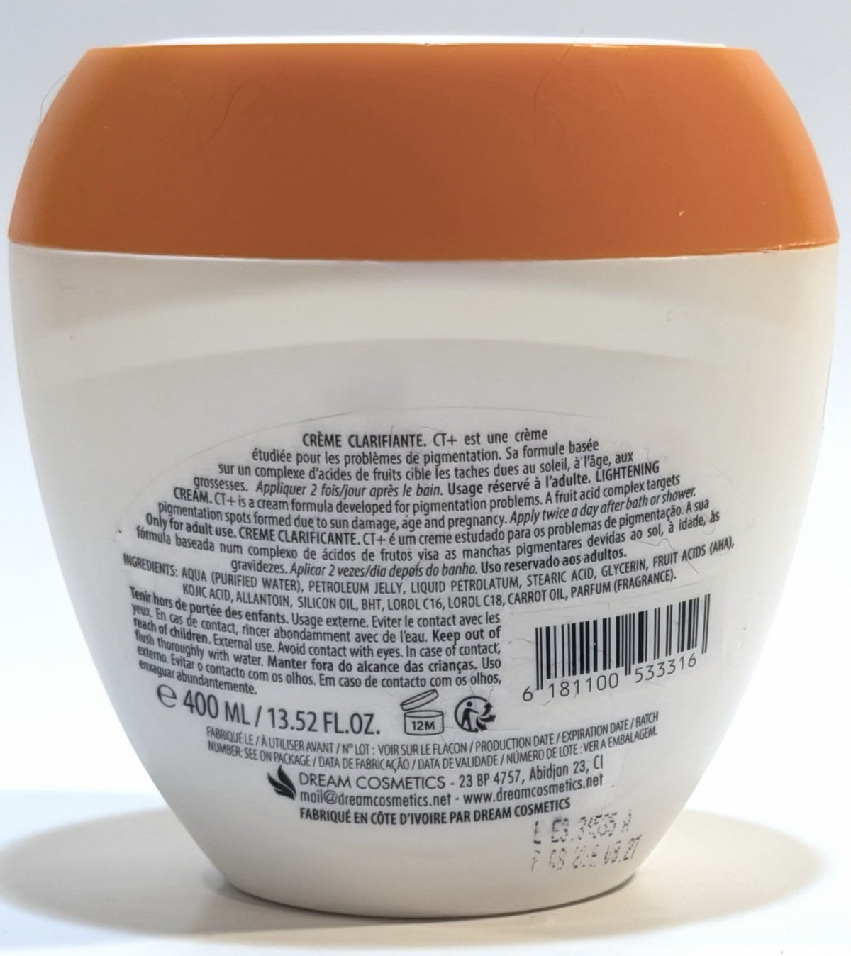 Clarifying Carrot Oil Lightening Cream for Pigmentation - 400ml