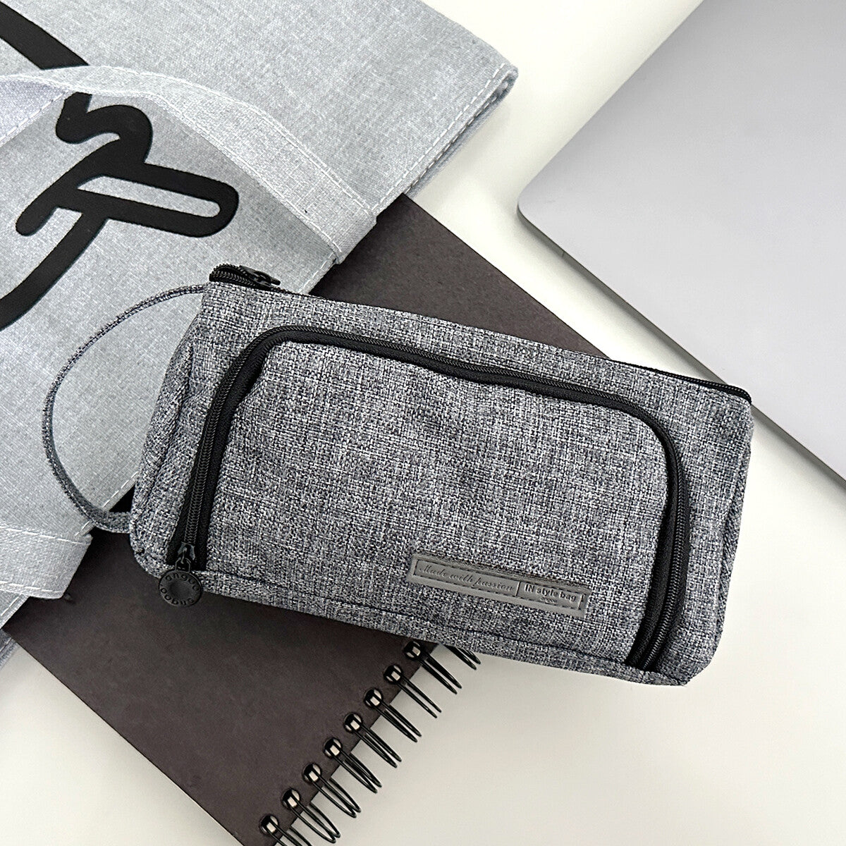 Large Capacity Portable Pencil Case with Front Window & Multiple Pockets