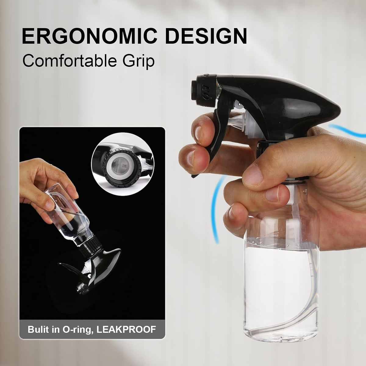 4oz Plastic Spray Bottles Set - Clear Reusable Mist & Stream Nozzles