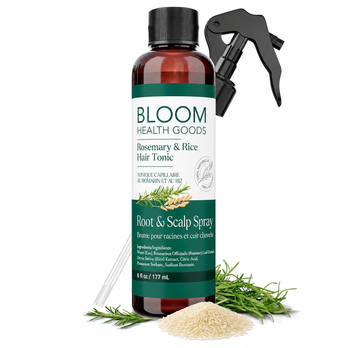 Homegrown Rosemary and Rice Water Spray for Hair Growth Care Natural