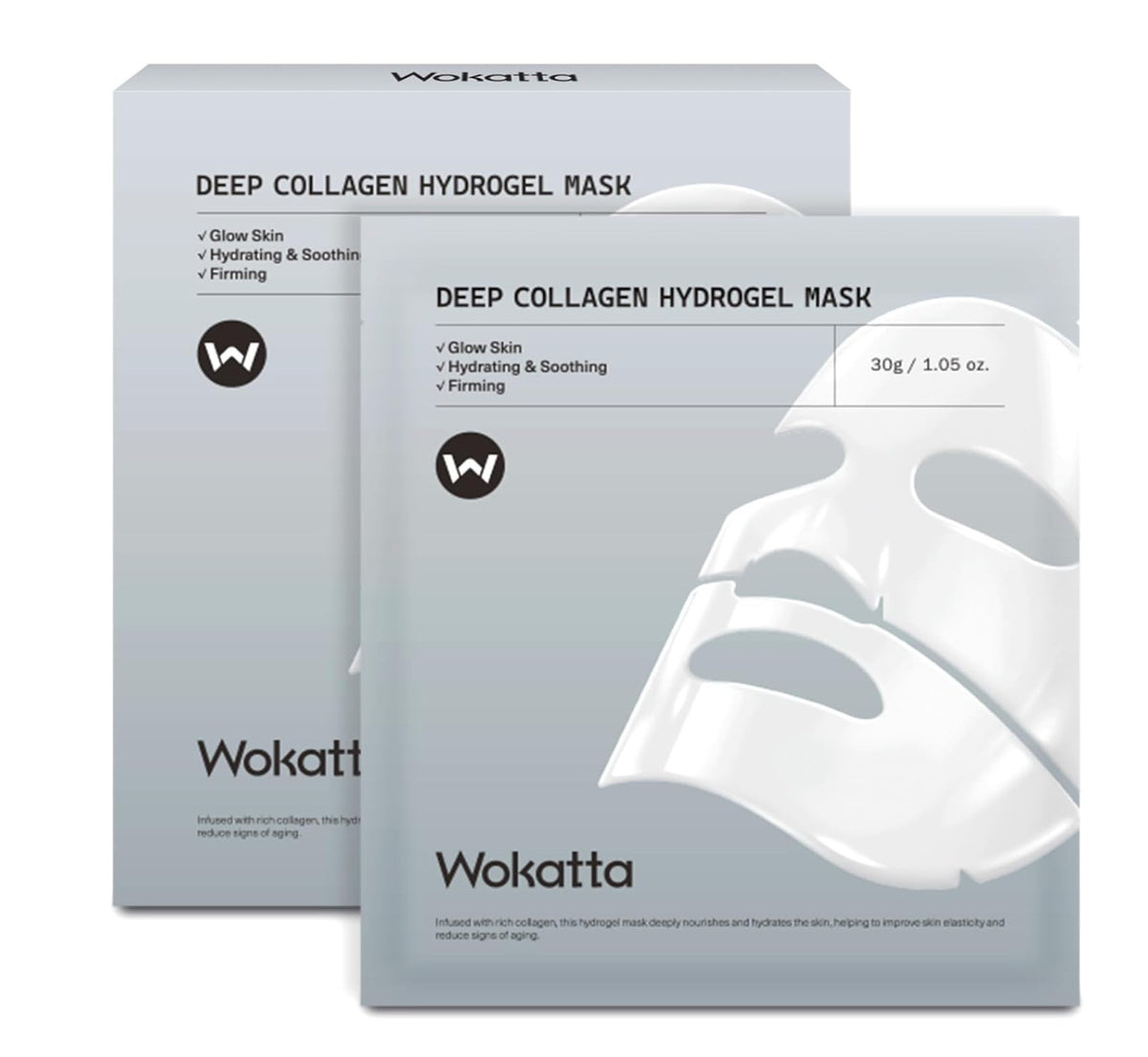 Collagen Hydrogel Face Mask, Overnight Hydrating Sheet Mask 30g×6ea