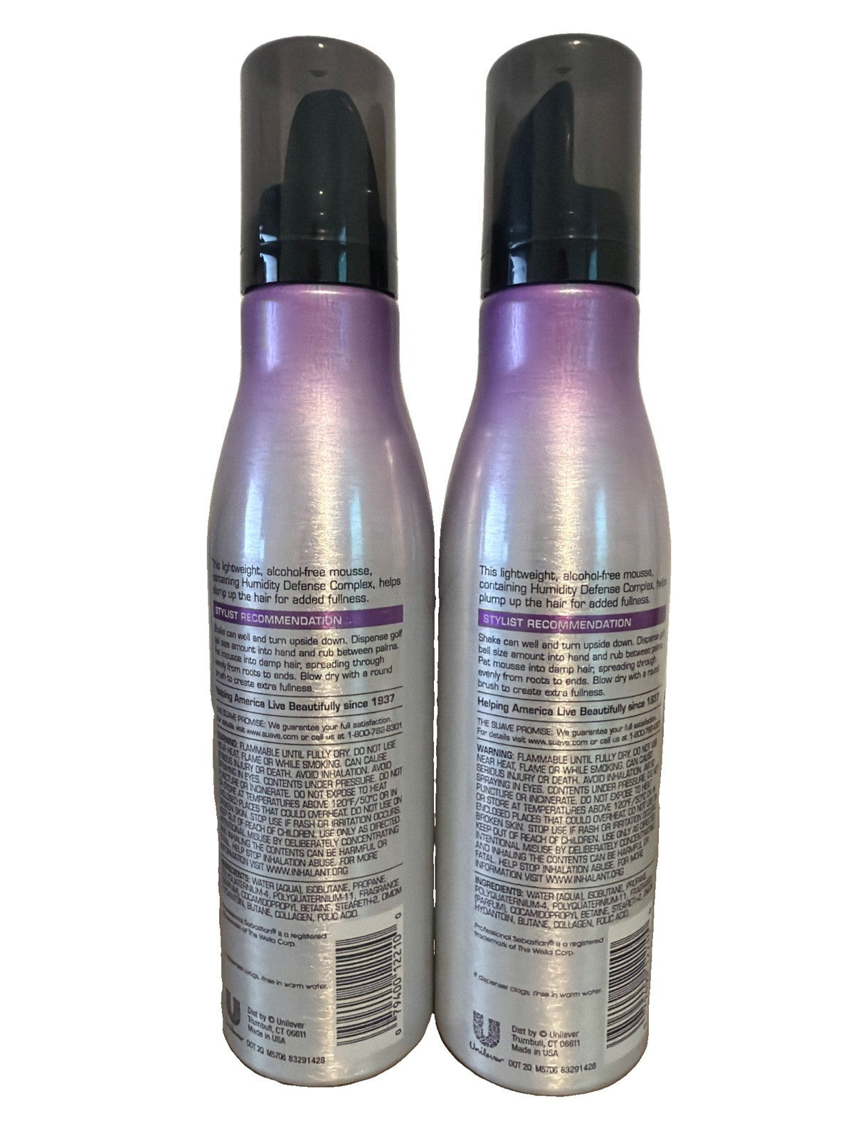 Lot of 2 Suave Level 4 Firm Control 24H Hold Mousse Zero Crunch