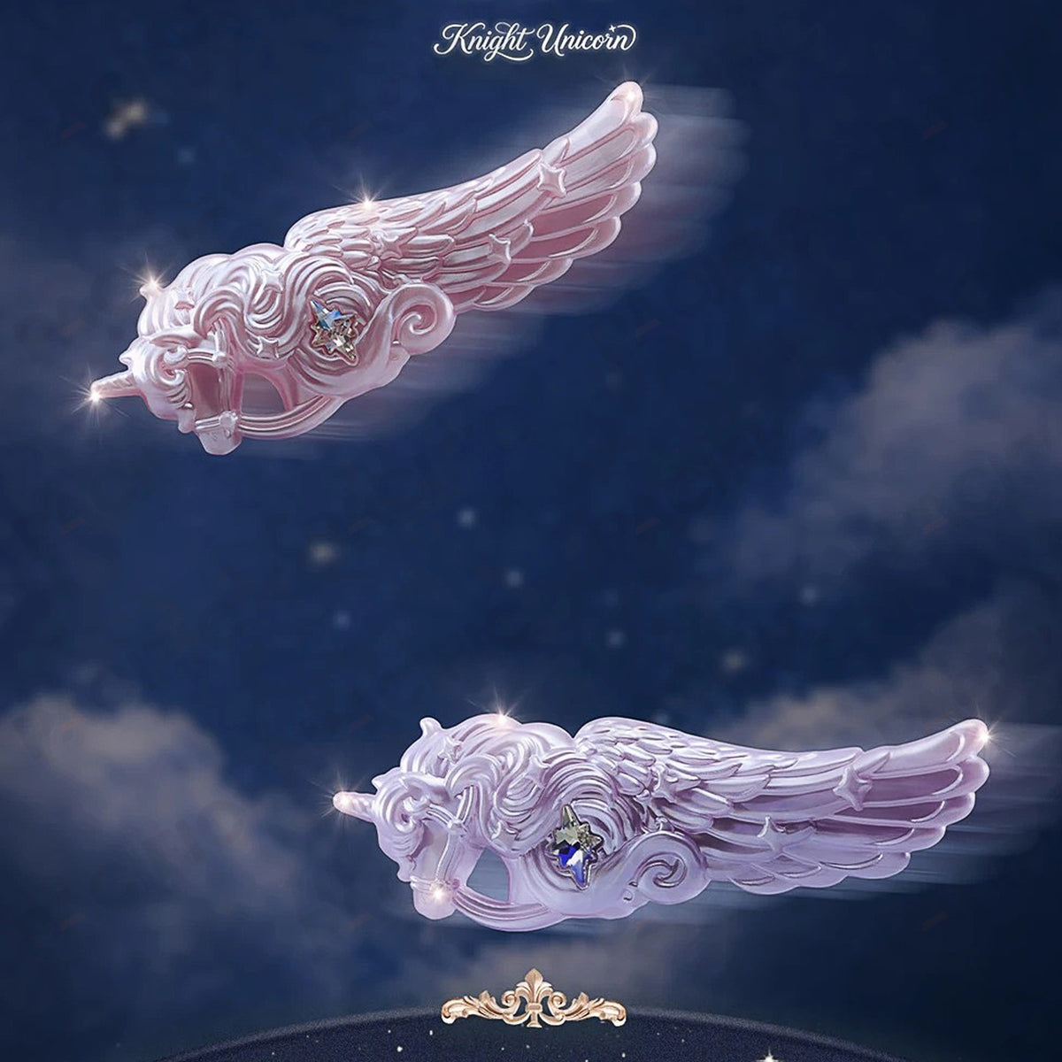 Flower Knows Knight Unicorn Hair Clips Set of 2 US Stock